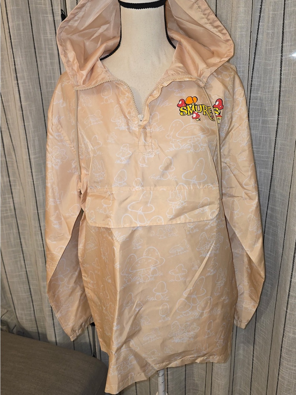 Smurfs Peach Hooded Bomber Pullover Jacket